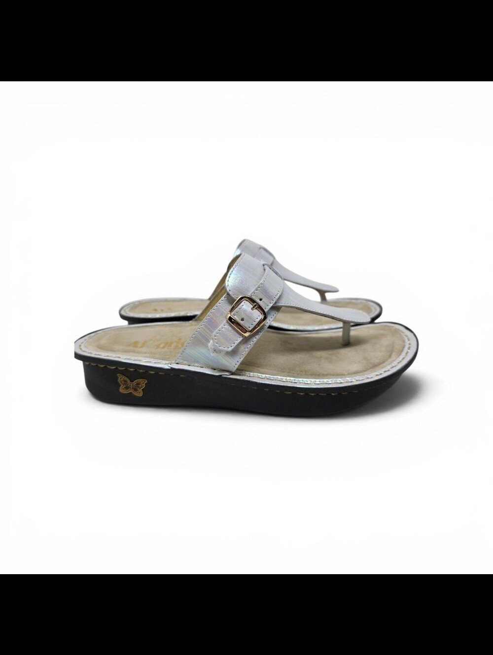 Alegria Kennedi Opalesque Thong Sandal with Iridescent, Opalescent Leather Sz 9